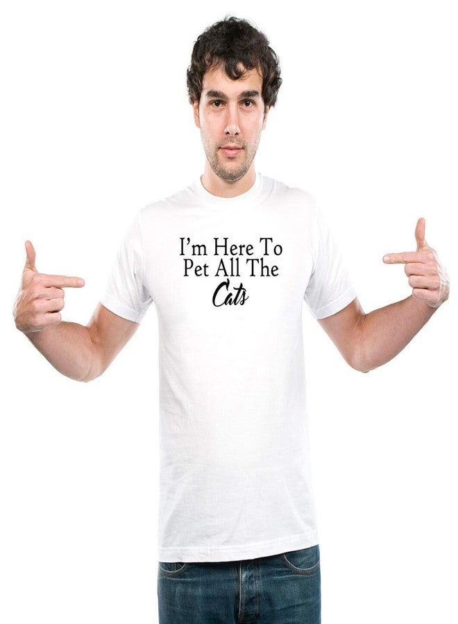 UDNAG Unisex Round Neck Graphic 'Cat | i am here to pet All The Cats' Polyester T-Shirt White [Size 2YrsOld/22in to 7XL/56in] - Image 3
